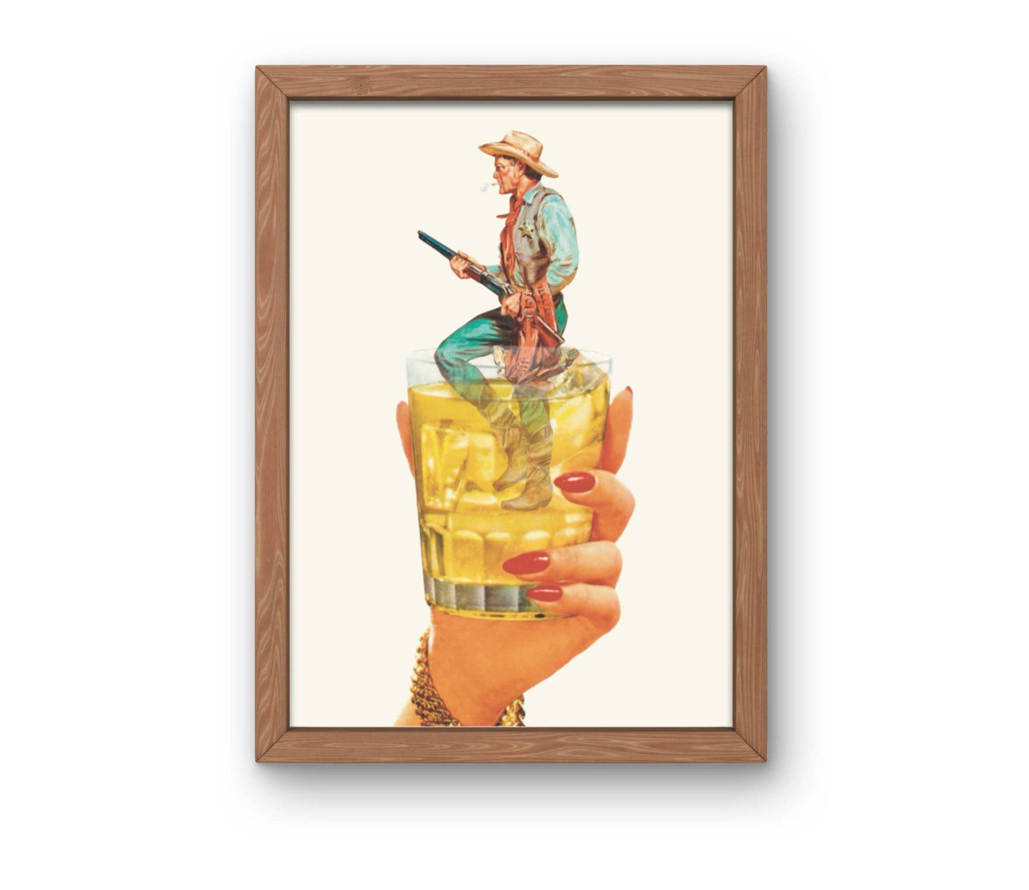 Shotgun Cowboy Whiskey Collage Art