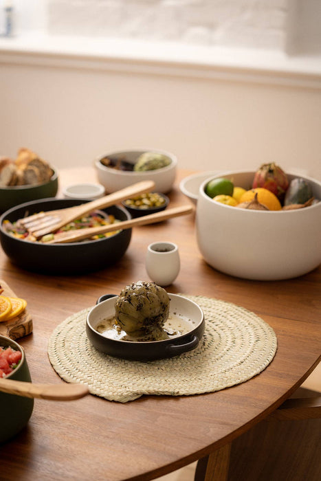 Handmade Stoneware Dinner Plate with Handles