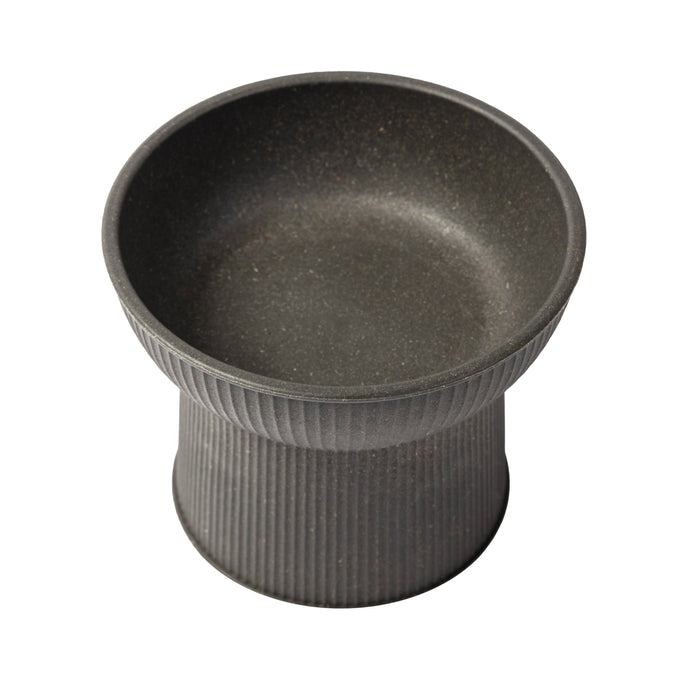 Albie Fluted Bamboo Cat Bowl: Stone Grey