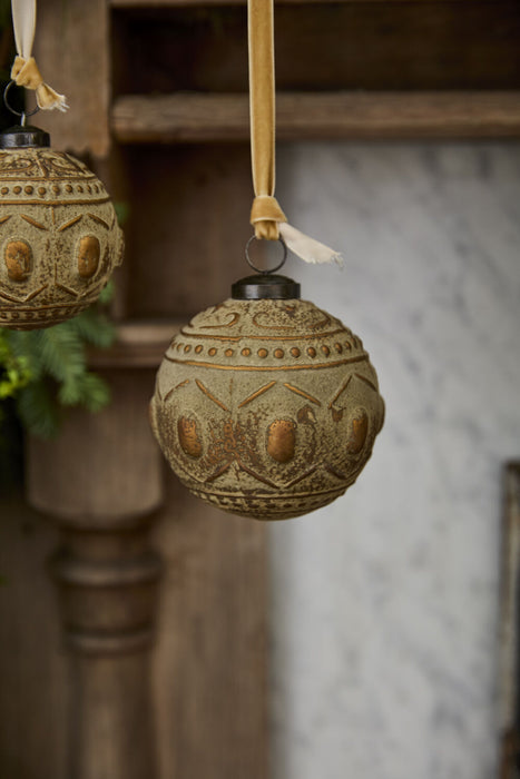 Merriment Glass Ornament- Gold 3.5"