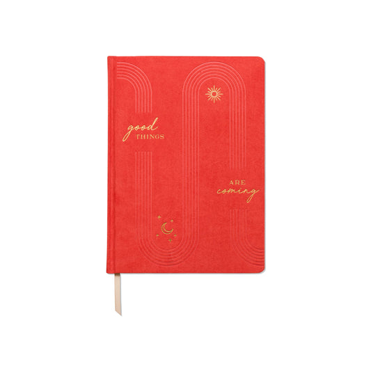 "Good Things Are Coming" Vegan Suede Journal
