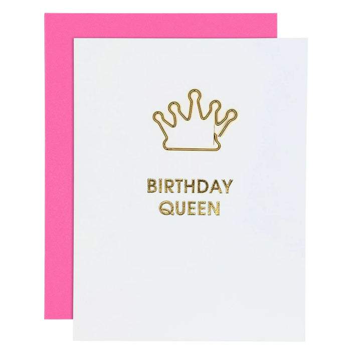Birthday Queen - Paper Clip Letterpress Card