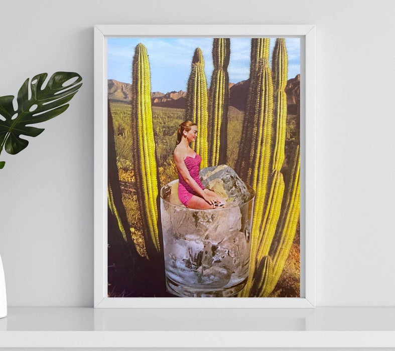 Cactus Drink Collage Art Print