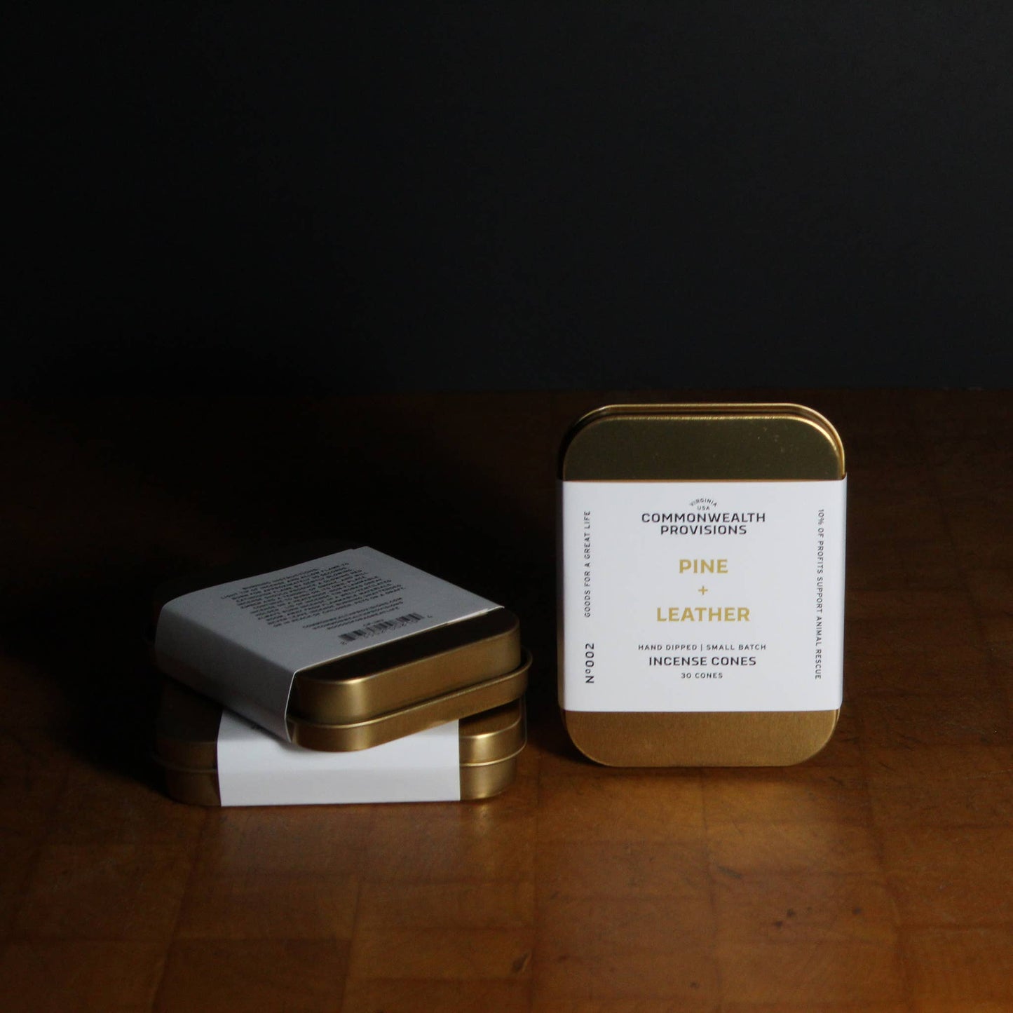 Pine + Leather Incense Cones, Tin of 30