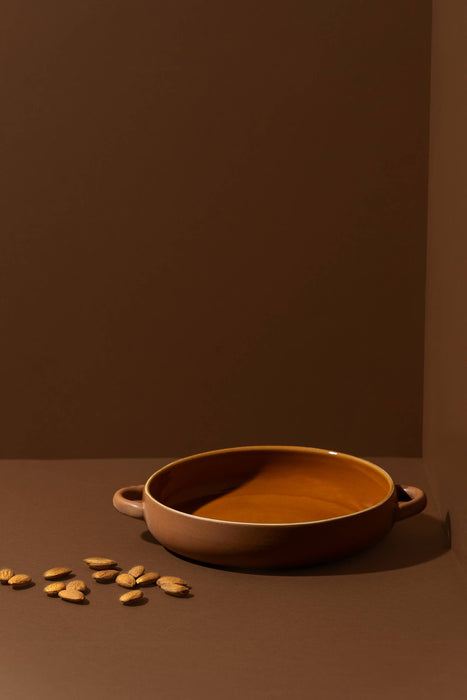 Handmade Stoneware Dinner Plate with Handles