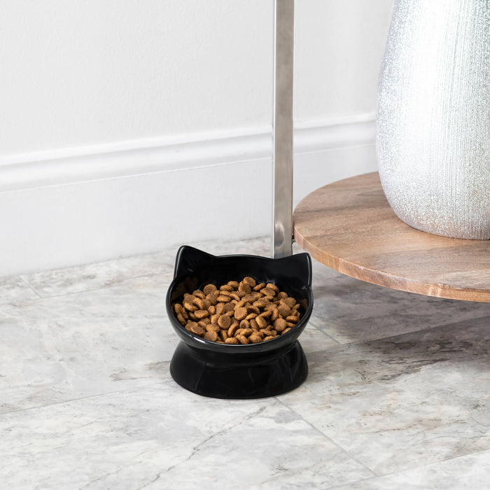 Oscar Tilt Cat Dish: Black
