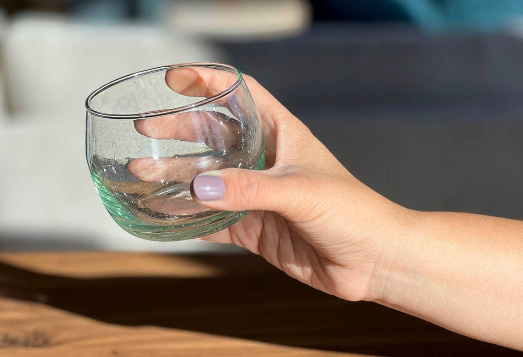 Recycled Glass Moroccan Stemless Goblet - Clear