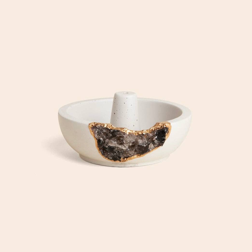 Smoky Quartz Crystal Incense Holder
