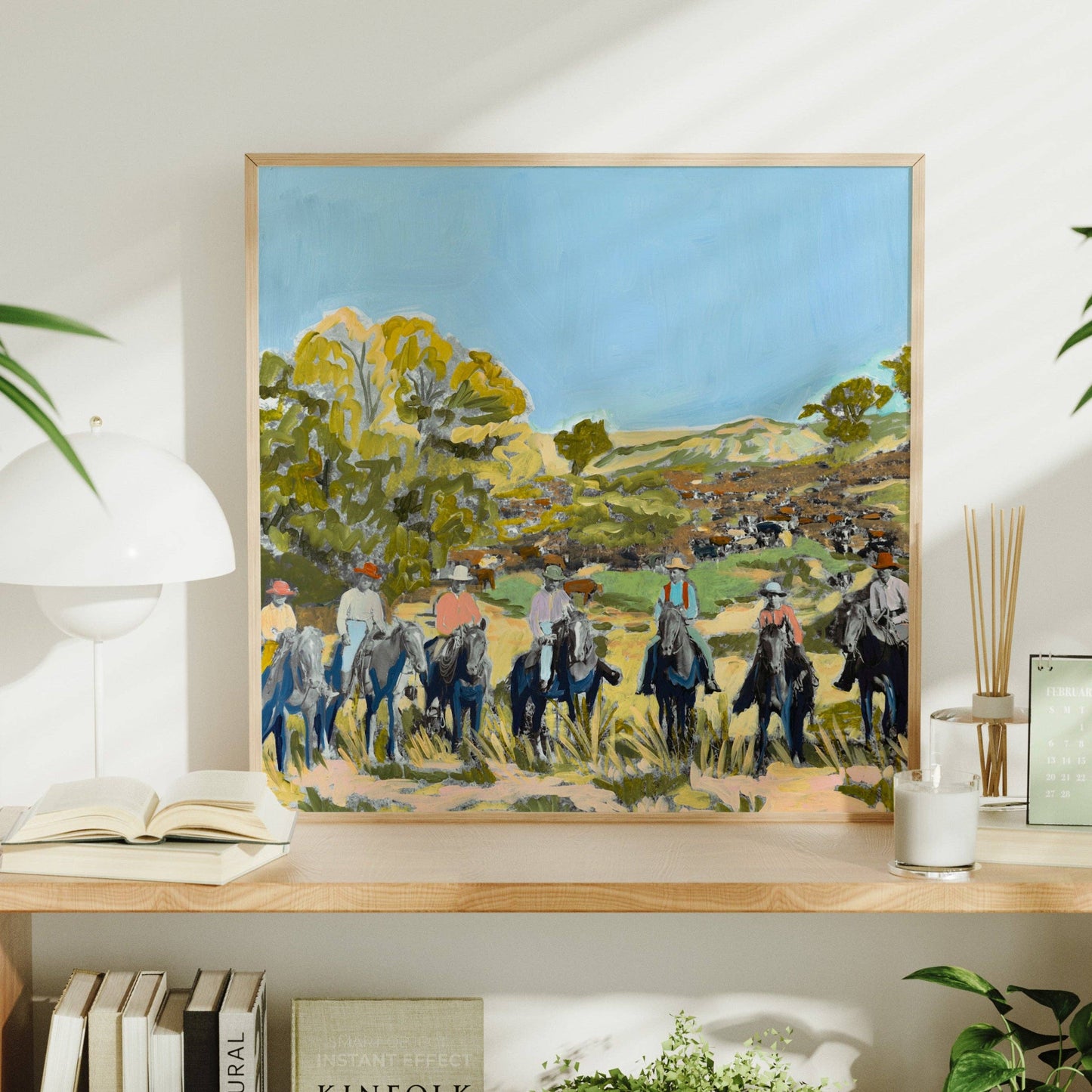Vintage Western Cowboys Landscape Art Print