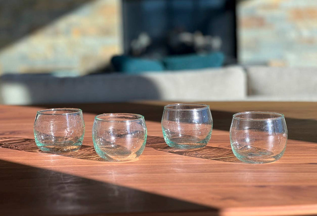 Recycled Glass Moroccan Stemless Goblet - Clear