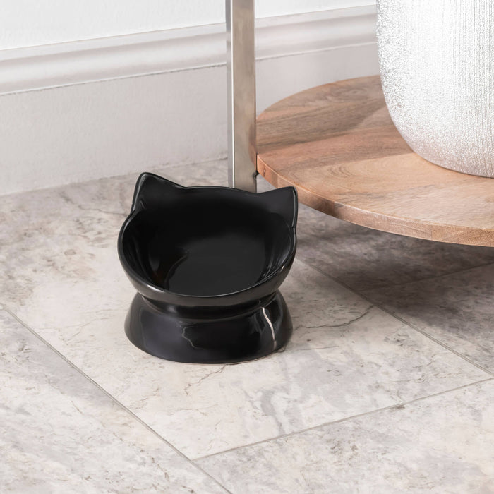 Oscar Tilt Cat Dish: Black