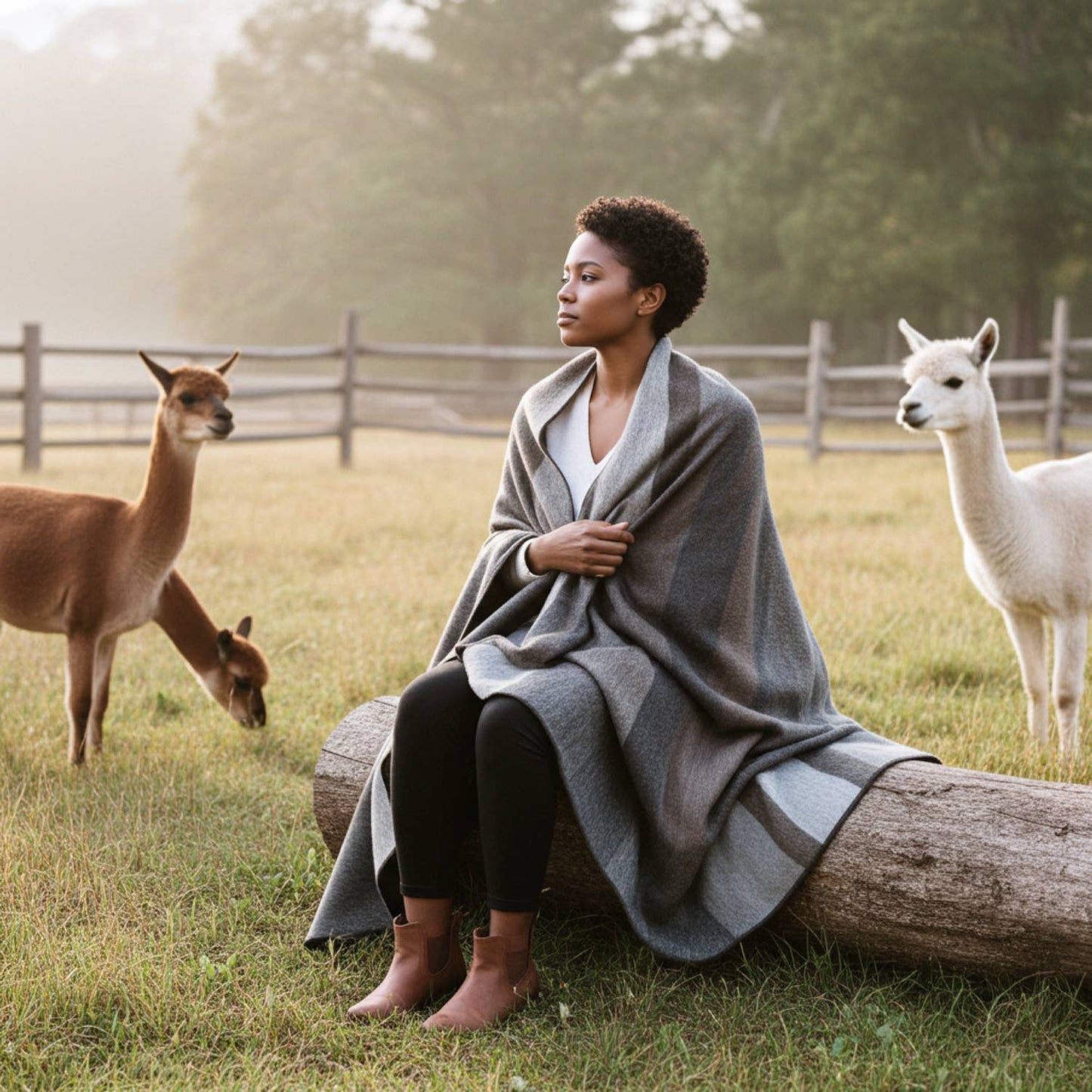 Alpaca Throw Blanket - Woodland