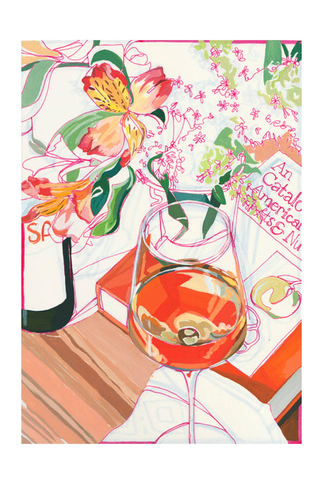 "Orange Wine" Floral Signed Archival Giclee Print: 4x6"