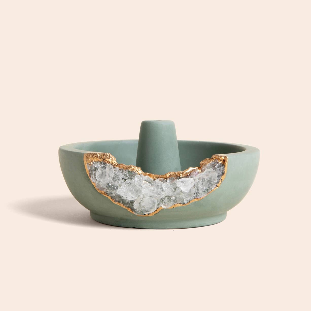 Quartz Incense Holder Emerald Green