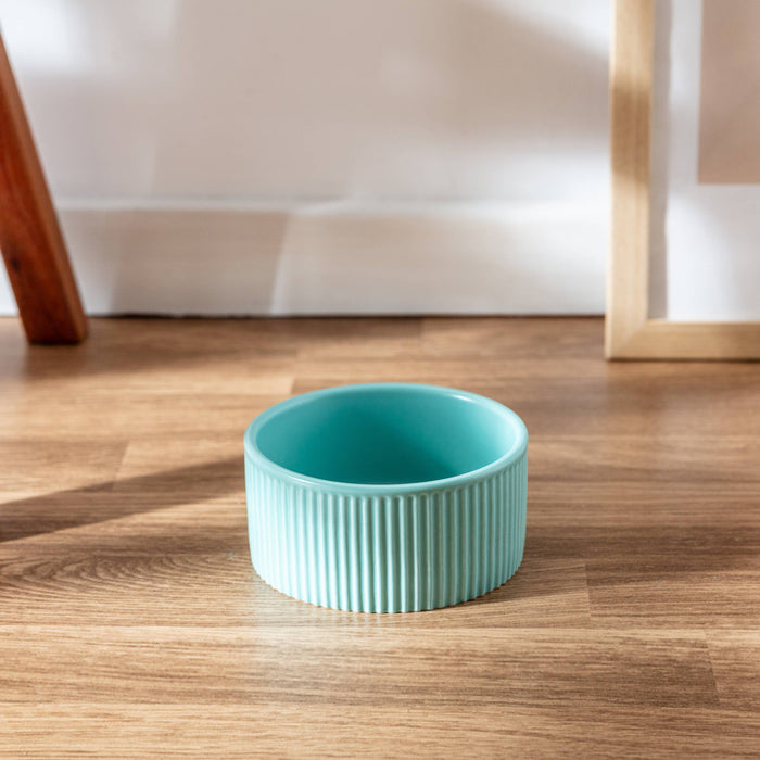 Ribbed Pet Bowl Collection – Blue / Small