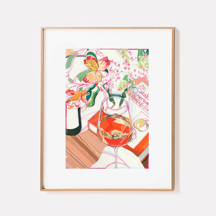 "Orange Wine" Floral Signed Archival Giclee Print: 8x10"