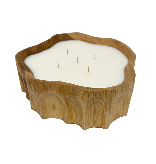 Large Teak Organic Bowl Candle