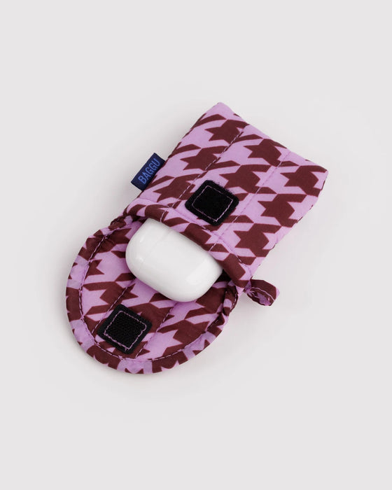 BAGGU Puffy Earbuds Case- Pink Houndstooth
