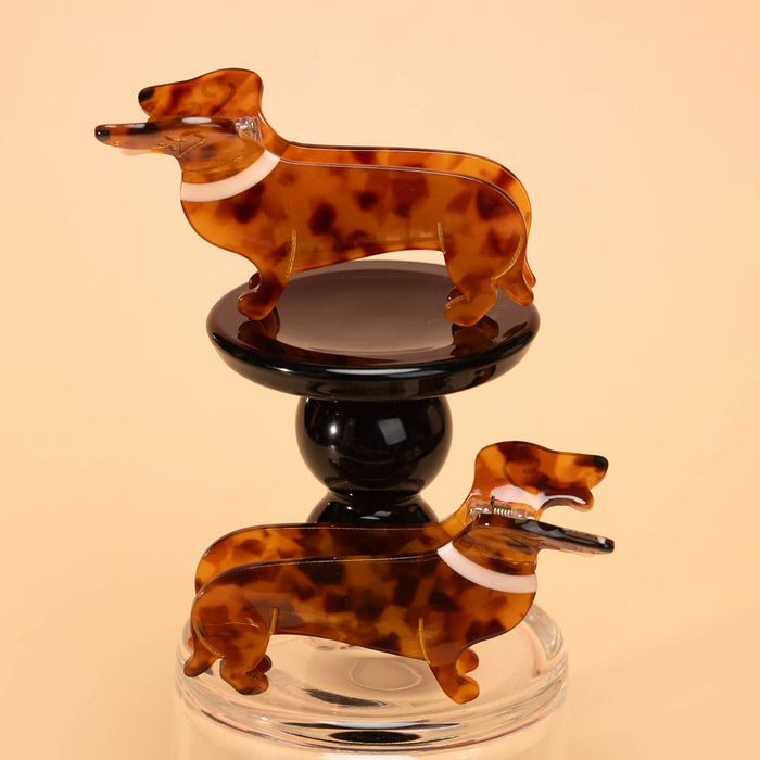 Tortoise Dachshund Hair Claw Clip