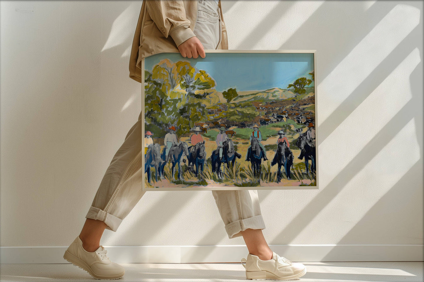 Vintage Western Cowboys Landscape Art Print