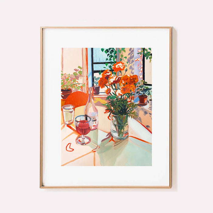 "Olivia's House" Wine and Flowers in NYC Signed Giclee Print
