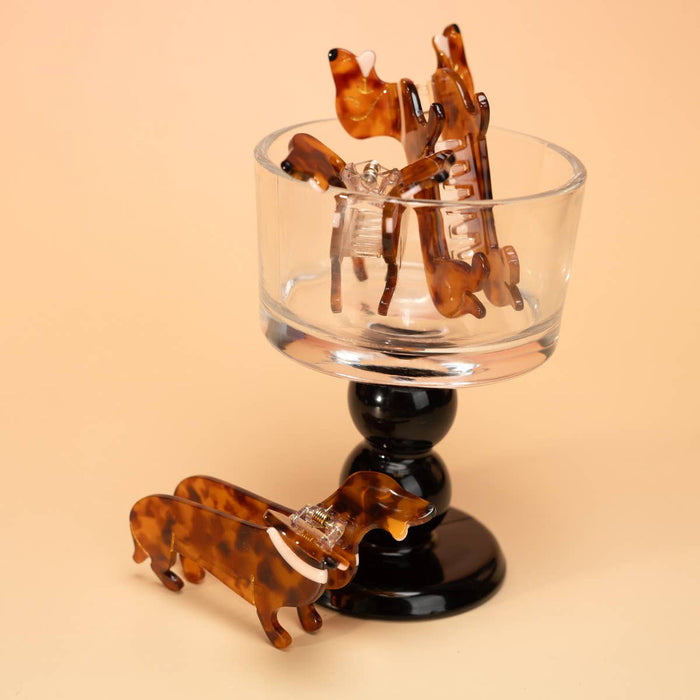 Tortoise Dachshund Hair Claw Clip