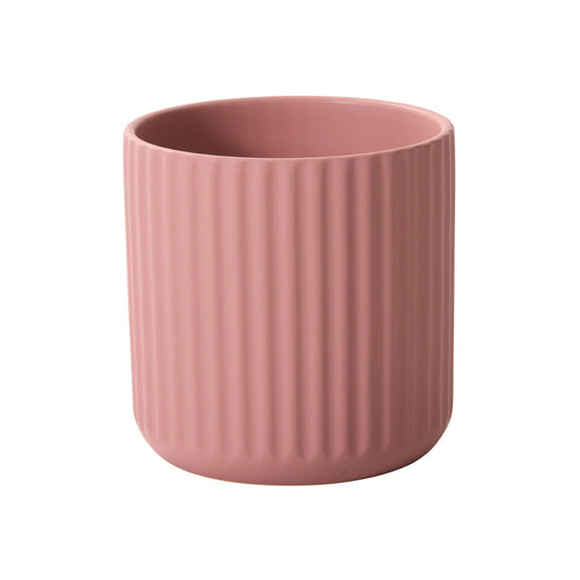 Soft Pink Ribbed Beam Pot- Large