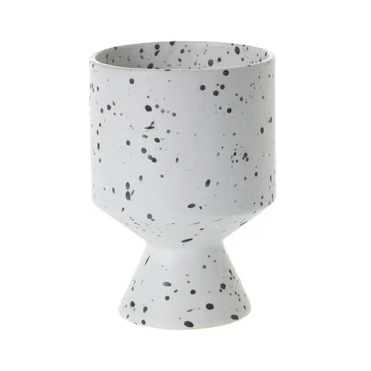 Black Speckle White Ceramic Pot