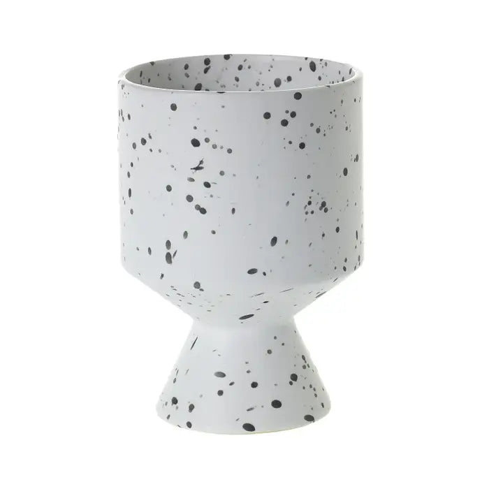 Black Speckle White Ceramic Pot