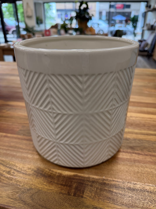 Ceramic Textured Footed Planter- 8"