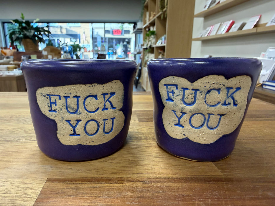 HSR Handmade Espresso Shot Cup- blue-purple FUCK YOU