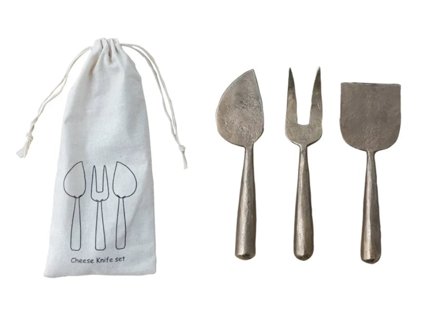 Hand-Forged Metal Cheese Servers, Set of 3