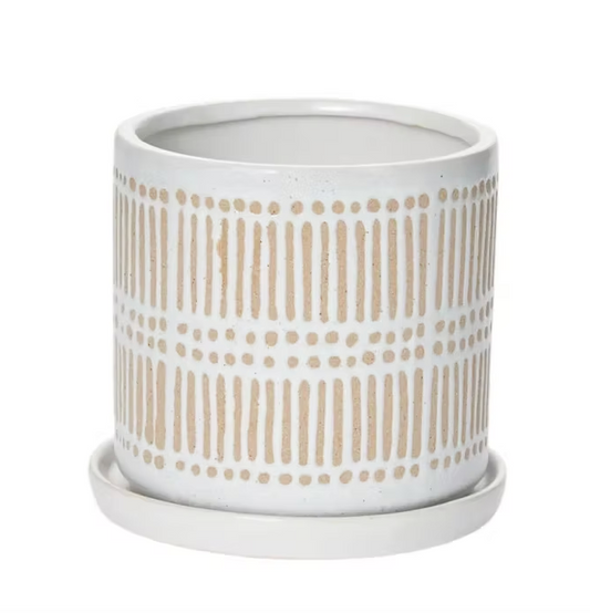 Linden White Ceramic Pot Large