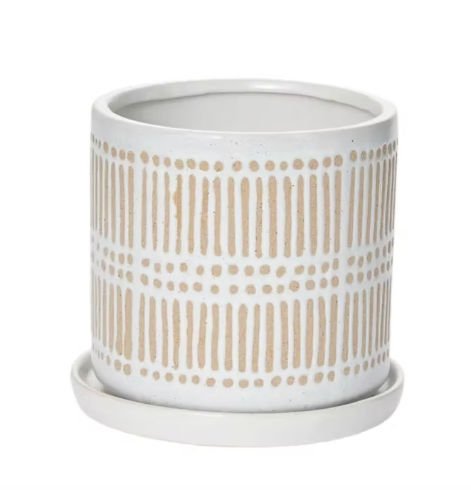 Linden White Ceramic Pot Small