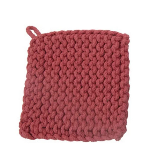 Knit Potholder - Pink