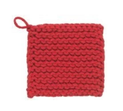Knit Potholder - Watermelon Red