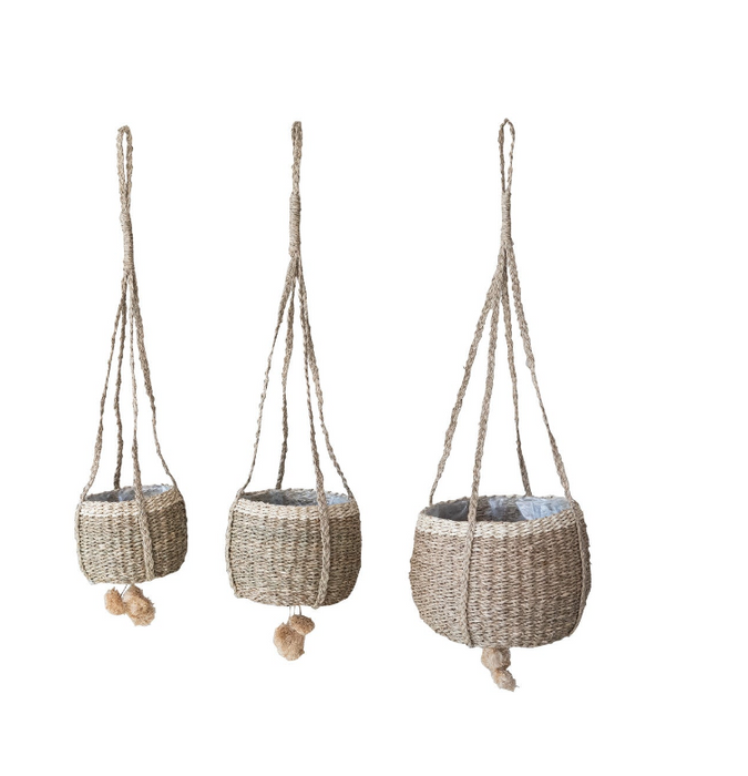 Hand-Woven Seagrass Hanging Basket- Medium