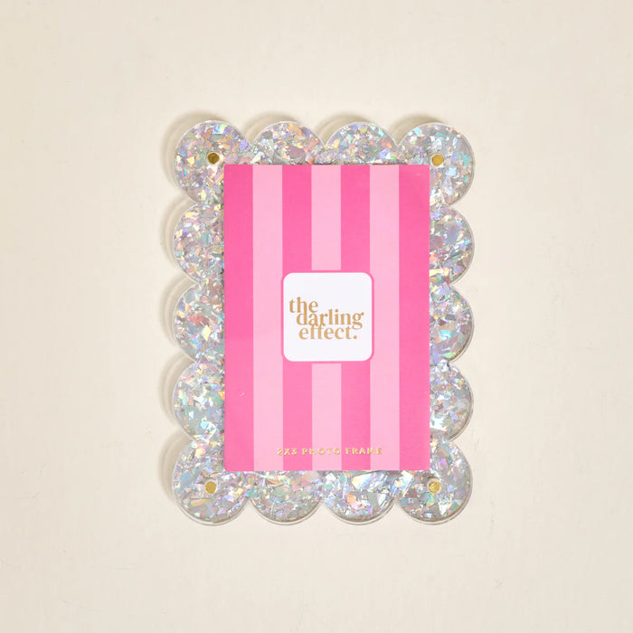 Mini Acrylic Picture Frame Magnet-Silver Glitter