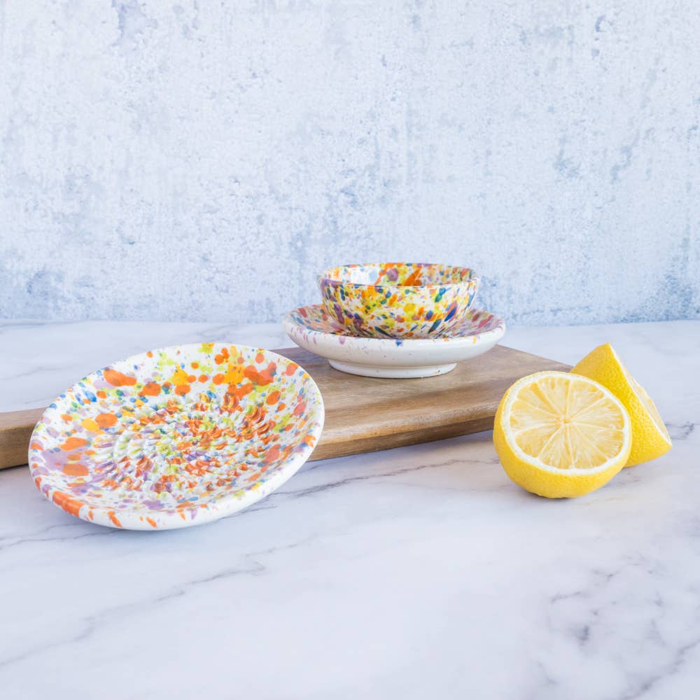 Ceramic Garlic Grater Plate- Carnival