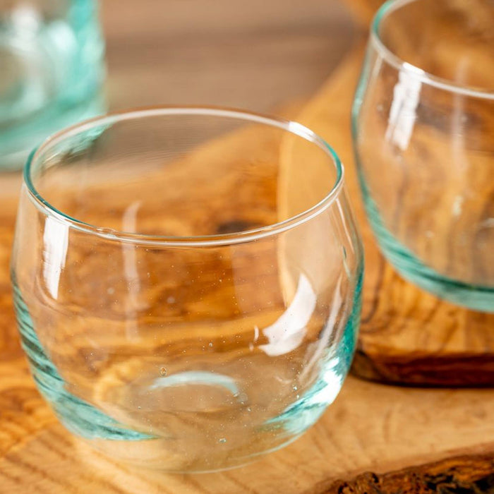 Recycled Glass Moroccan Stemless Goblet - Clear