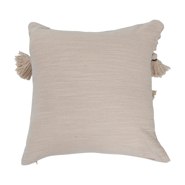 Woven Cotton & Jute Macrame Pillow with Tassels
