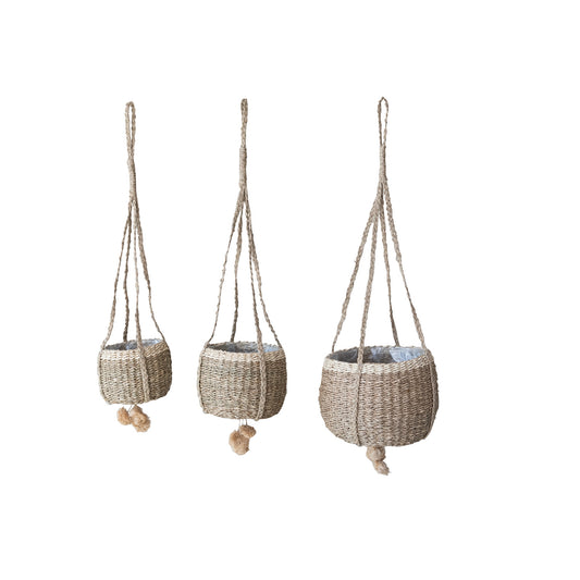Hand-Woven Seagrass Hanging Basket- Large