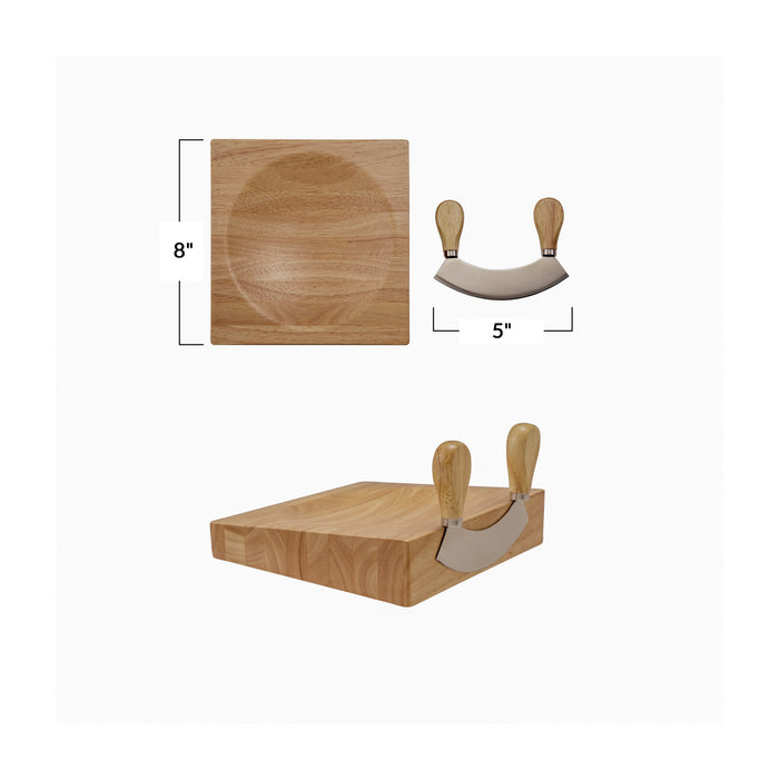Mezzaluna Herb Chopper & Magnetic Cutting Board Set
