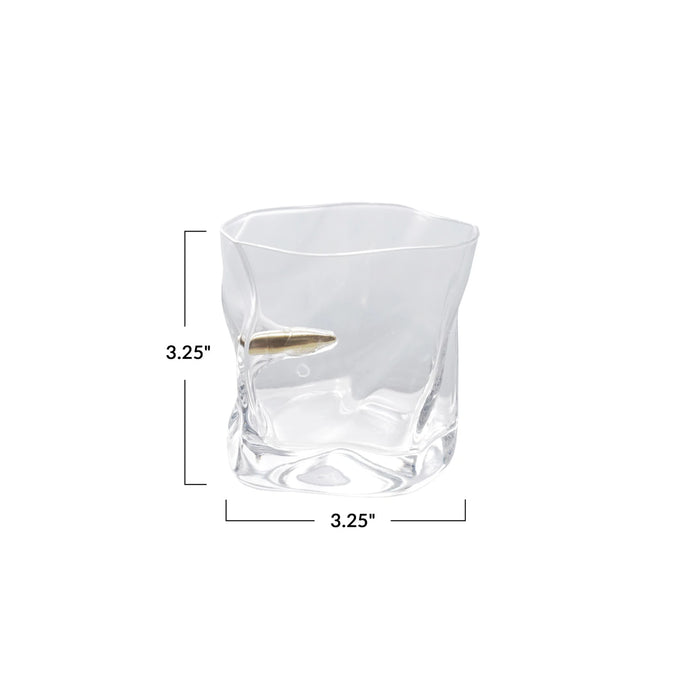 Textured Whiskey Glass w/ Embedded Gold Finish Bullet