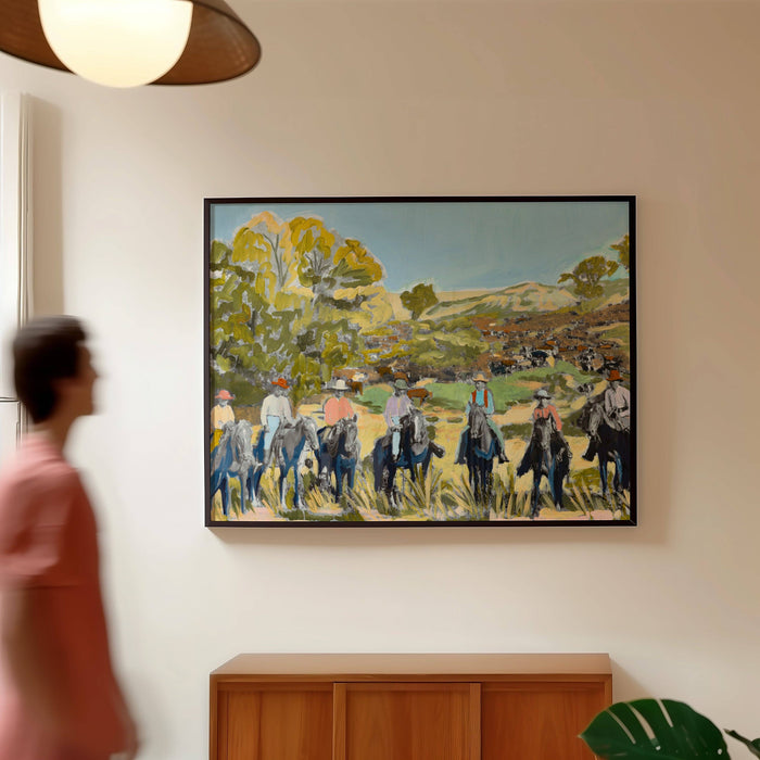 Vintage Western Cowboys Landscape Art Print
