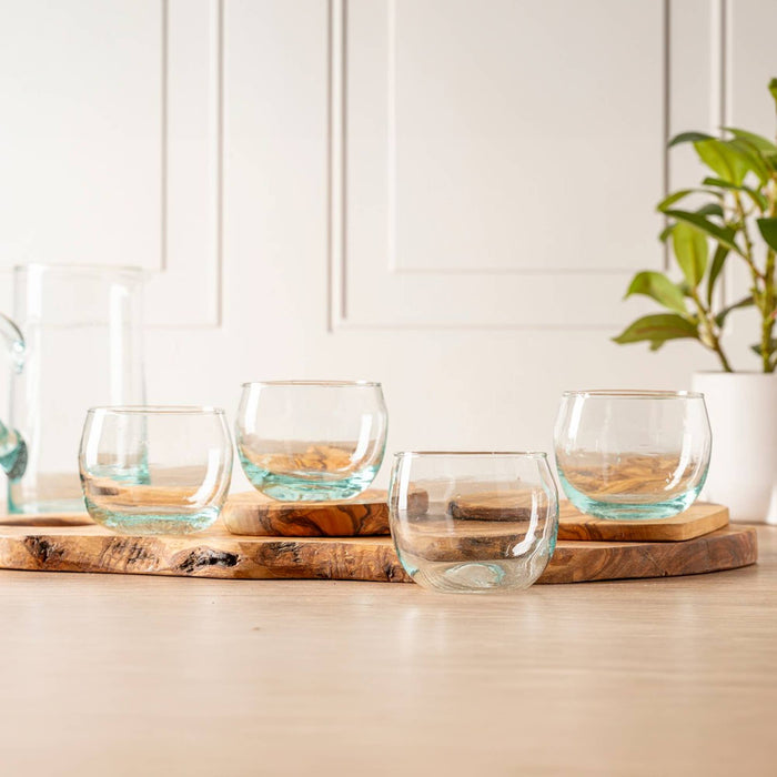 Recycled Glass Moroccan Stemless Goblet - Clear