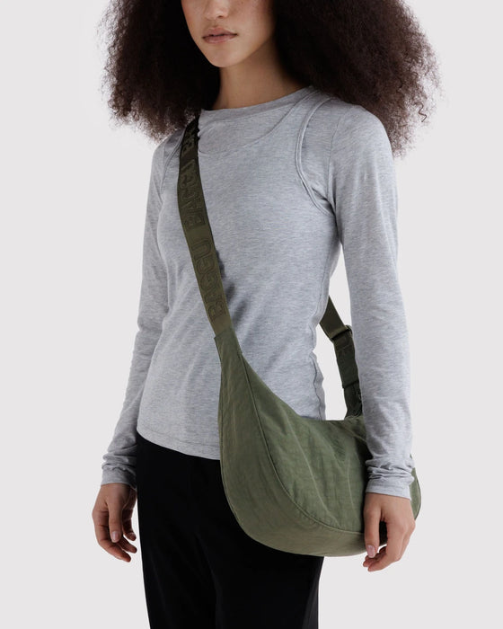 BAGGU Medium Nylon Crescent Bag- Caper Olive