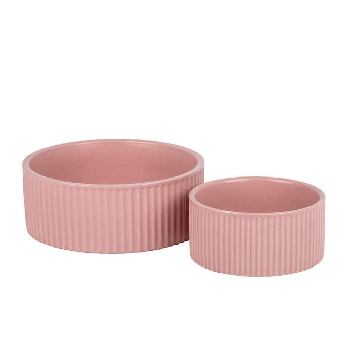 Ribbed Pet Bowl Collection – Pink / Small