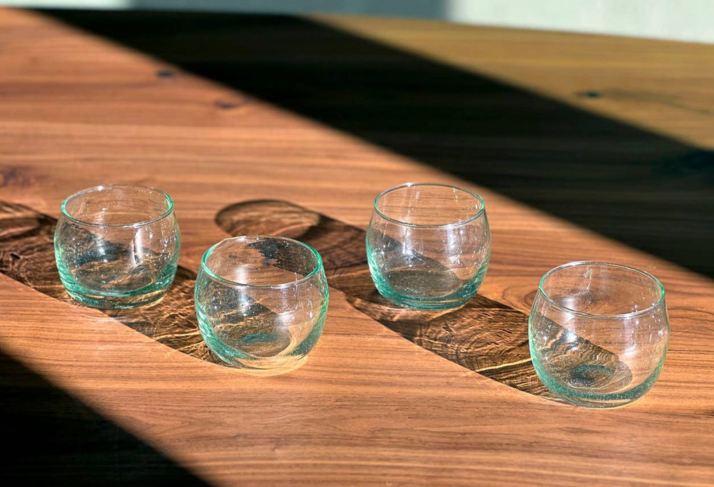 Recycled Glass Moroccan Stemless Goblet - Clear