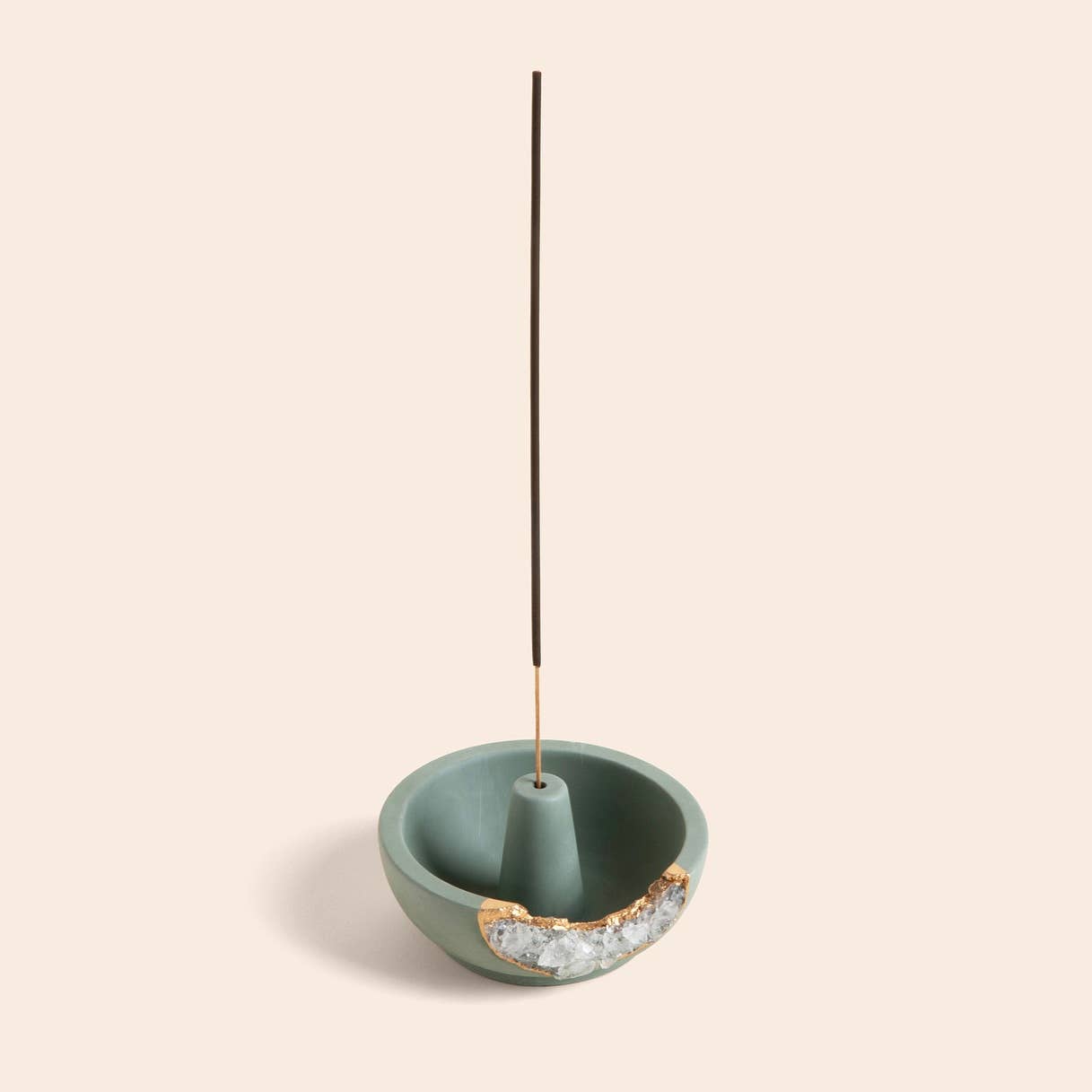Quartz Incense Holder Emerald Green